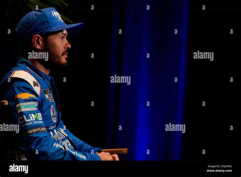 KYLE LARSON gets interviewed during the Daytona 500 Media Day in ...