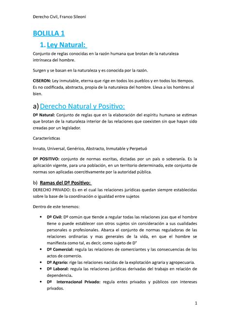 Derecho Civil Parte General Bolilla Natural Conjunto De Reglas