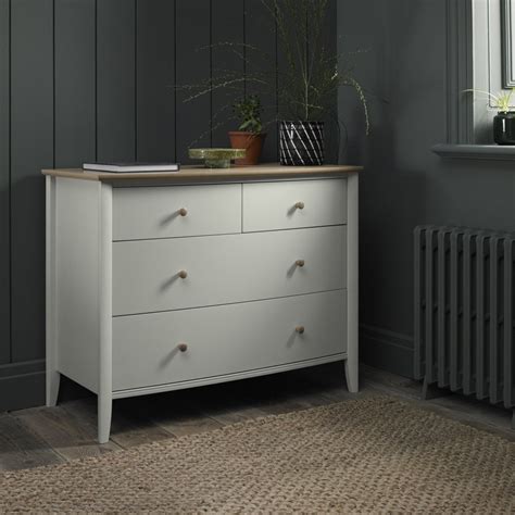 Bentley Designs Whitby Scandi Oak And Soft Grey 22 Drawer Chest Cfs Uk