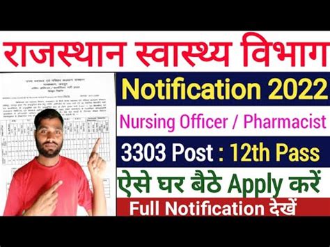 Rajasthan Swasthya Vibhag Bharti 2022 Rajasthan Nursing Officer