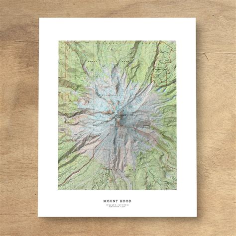 Mount Hood USGS Color Topographic Map Art Print – Millstream Bainbridge