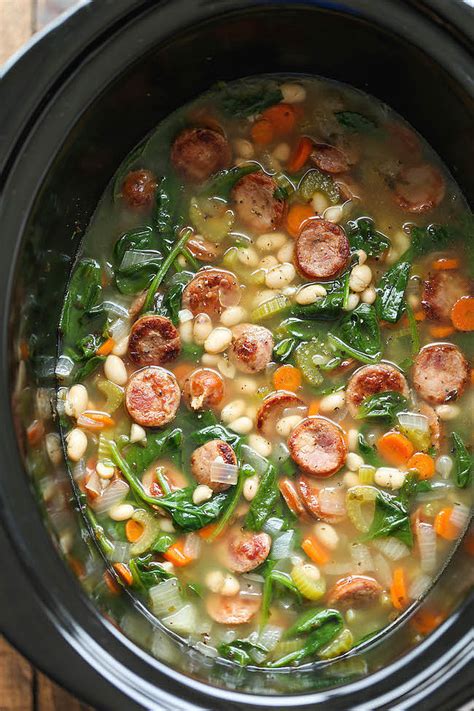 Slow Cooker Sausage Spinach And White Bean Soup 14 Recipes That Prove Beans Are Best Slow