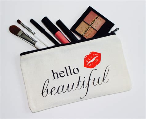 Hello Beautiful Make Up Bag Personalized Cosmetic Bag Etsy