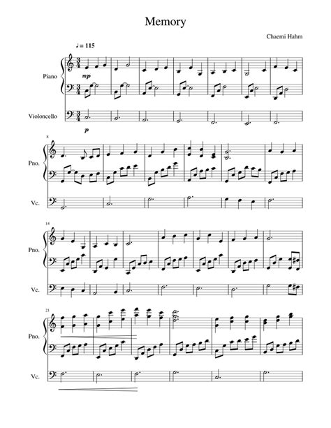 Memory Sheet Music For Piano Cello Solo