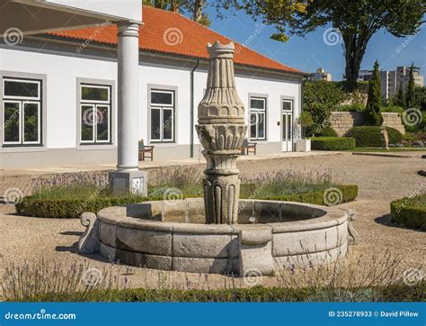 Small Stone Fountain At The Entrance To The Yeatman Hotel In Vila Nova