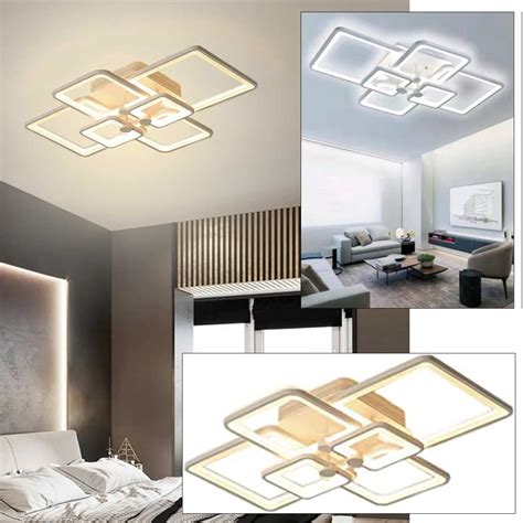 Plafoniera Moderna 6 Quadrati Luce LED 70W Lampada Soffitto Camera