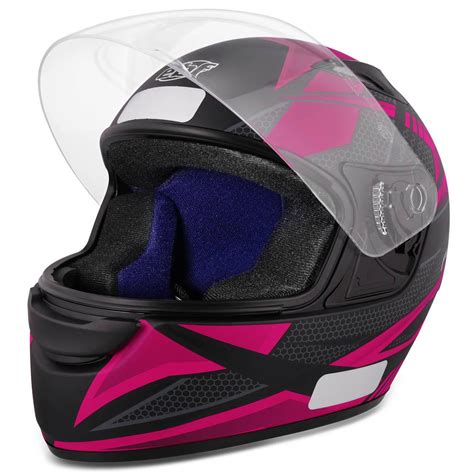 Capacete Fechado Feminino EBF New Spark Flash Preto Fosco E Rosa Ebf