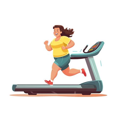 Premium Vector Chubby Middleage Woman Running On Treadmill