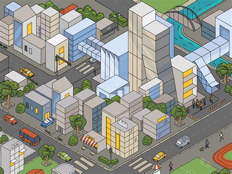 Isometric City Illustration by sunetharts on Dribbble