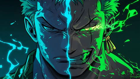 One Piece Zoro Split Face Desktop Wallpaper - Download in 4K