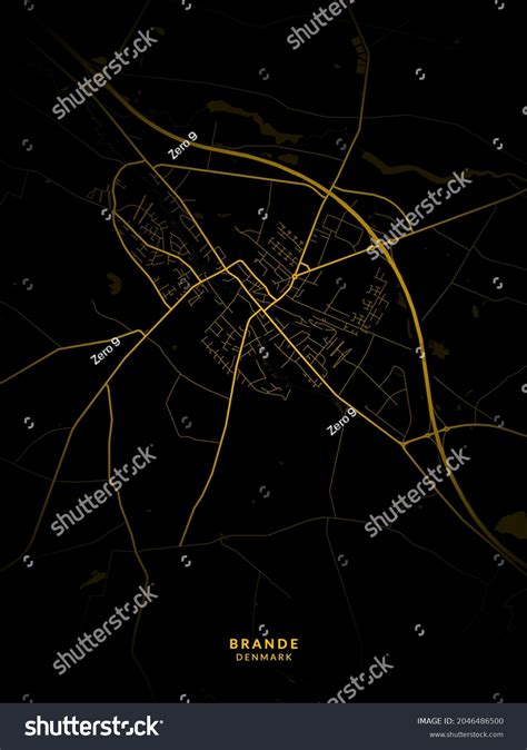 Brande Denmark Map Brande City Gold Stock Illustration 2046486500