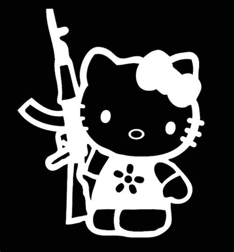 Hello Kitty Gun Sticker Decal Funny