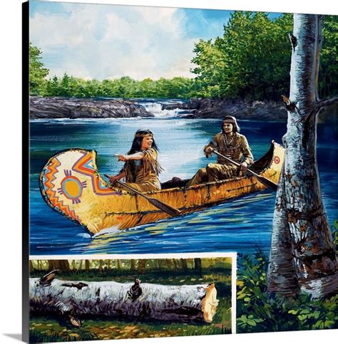 Native Americans in Canoe | Great Big Canvas