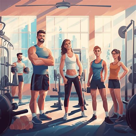 Premium Photo | AI generated image of luxury gym with people workout
