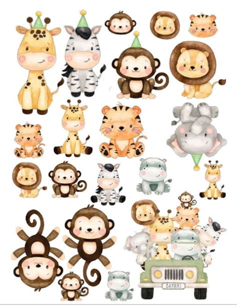 Safari Animals Edible Cut Outs Etsy Safari Animals Birthday Safari