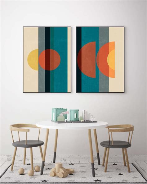 Mid Century Modern Digital Prints Set Of 2 Mid Century Posters Etsy