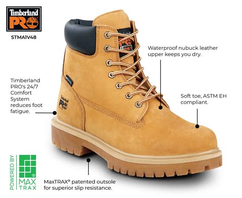 Buy Timberland Pro 6in Direct Attach Mens Wheat Soft Toe Maxtrax