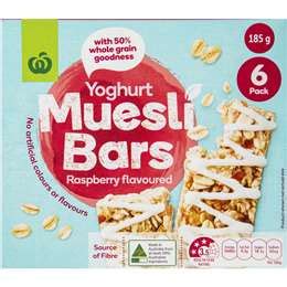 Woolworths Muesli Bar Yoghurt Raspberry 185g 6pk Woolworths