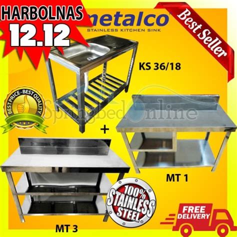 Jual Paket Metalco Sink Stainless MS 36 Meja Kompor MT1 Meja Dapur