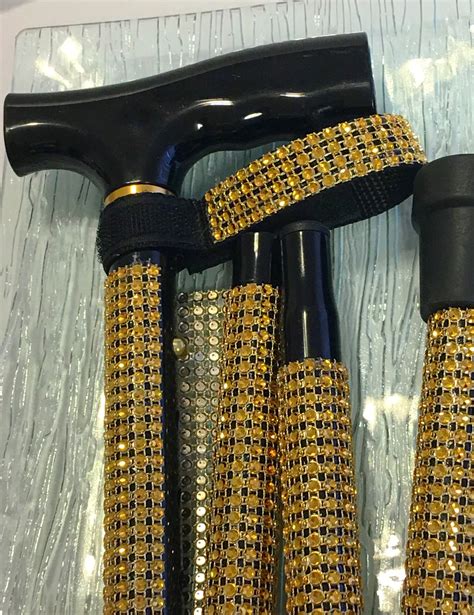 Gold Rhinestone Folding Walking Cane Makes A Great T Etsy