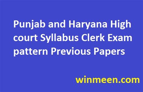 Punjab And Haryana High Court Syllabus Clerk Exam Pattern Previous