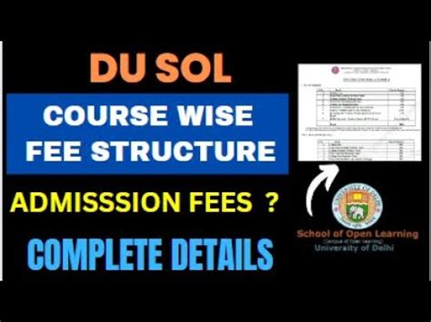 Du Sol Admission Fees Du Sol New Admission Fee Details Course Wise