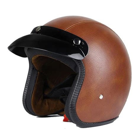 New Motorcycle Helmet Retro Vintage Synthetic Leather Casco Moto Motorbike Helmet Chopper