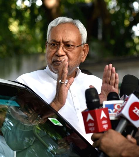 New Delhi:Bihar chief minister Nitish Kumar talking with media persons.