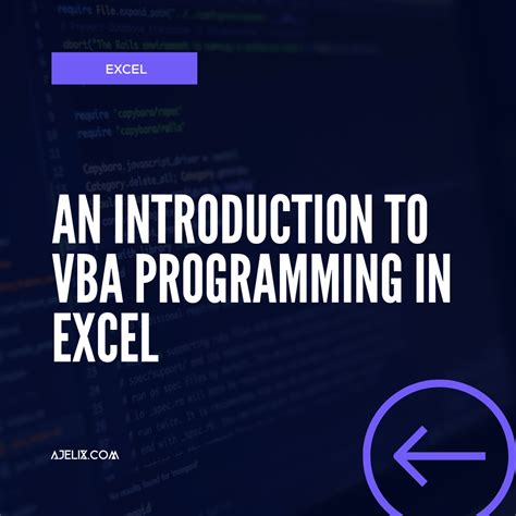 An Introduction To Vba Programming In Excel Ajelix