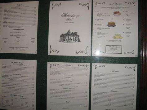 Menu at Millersburger Hotel pub & bar, Millersburg