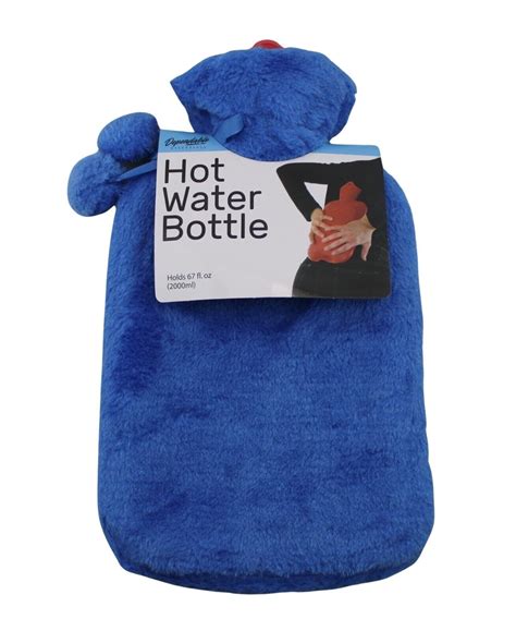 Rubber Hot Water Bottle With Soft Plush Fleece Cover 2000ml 67 Fl Oz