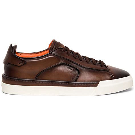 Santoni Finn Calfskin Low Top Sneakers Dark Brown