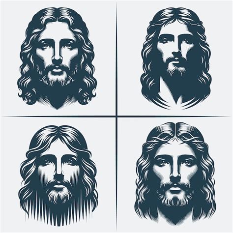 Premium Vector Jesus Christ Face Svg Vector Silhouette Bundle File