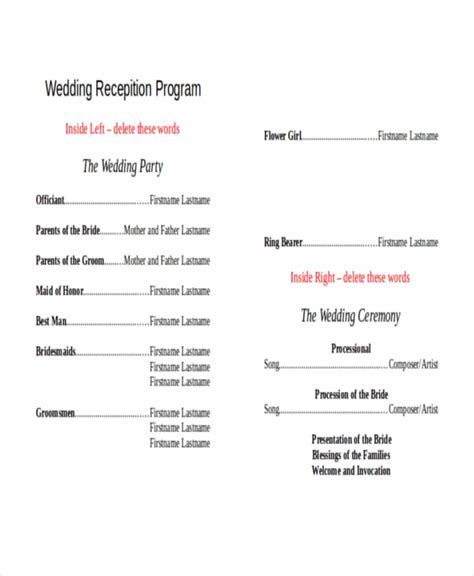 10+ Wedding Program Templates - Free Sample, Example, Format