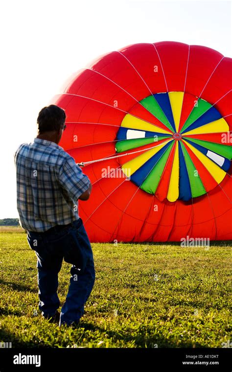 Hot Air Baloon Being Inflated For Flight Stock Photo Alamy
