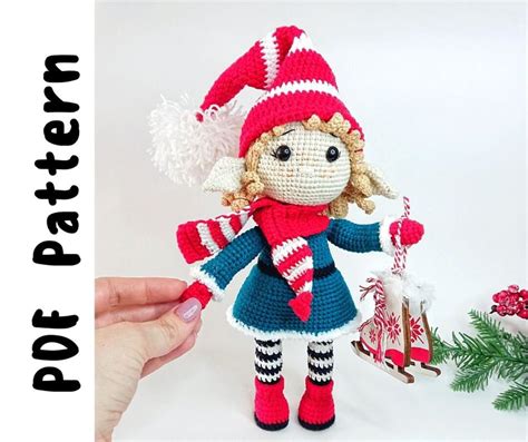 Pdf Crochet Pattern Christmas Elfinaelf Doll Elf Doll Pattern Elfin Doll Crochet Pattern