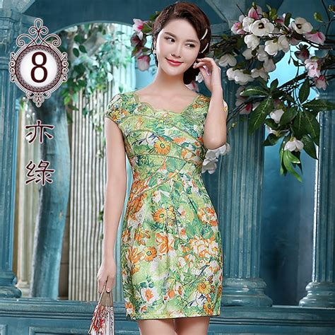 Contemporary Scoop Neck Qipao Cheongsam Style Dress D Cheongsam