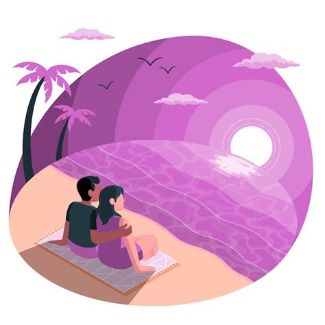 Free Vector Couple Watching The Sunset Concept Illustration