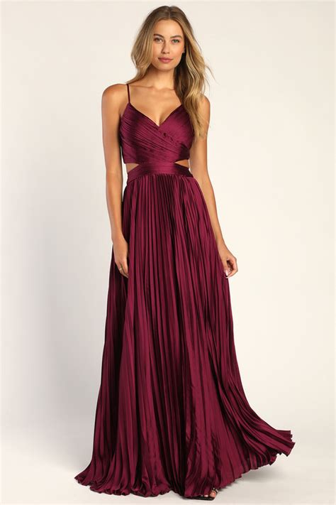 Plum Purple Maxi Dress Pleated Maxi Dress Cutout Dress Lulus