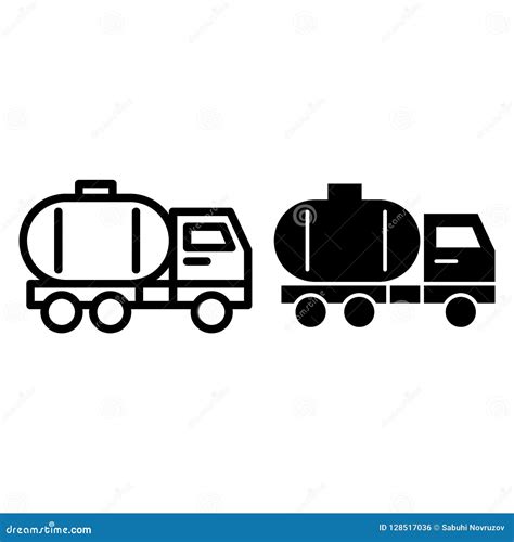 Tank Truck Line And Glyph Icon. Tanker Truck Vector Illustration Isolated On White. Trailer ...