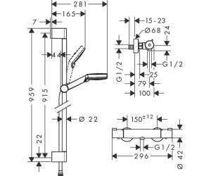 Hansgrohe Crometta Vario Ecostat 1001 CL Combi 0 90 M 27813400 Ab 118