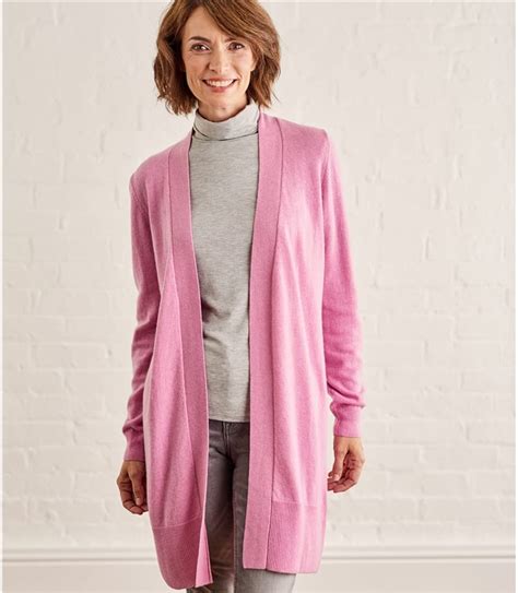 Pale Rose Womens Cashmere And Merino Open Long Cardigan Woolovers Us