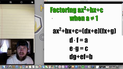 Algebra Factoring Quadratics When A Is Not Youtube