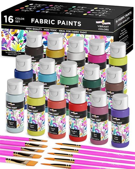 Amazon.com: Permanent Fabric Paint for Clothes, 16 Colors - Fabric ...