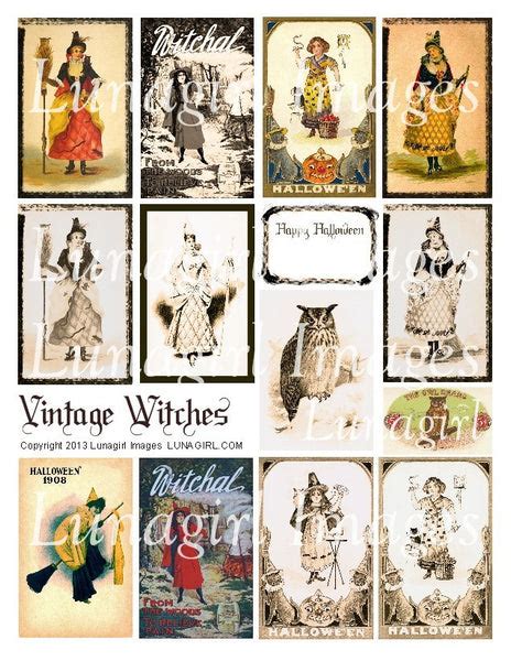 Vintage Witches Digital Collage Sheet Lunagirl