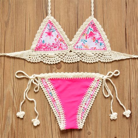 Sexy Handmade Crochet Bikini Women Crochet Swimsuit Brazilian Biquini