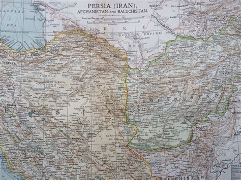 1903 PERSIA, AFGHANISTAN & BALUCHISTAN Original Large Antique Map ...