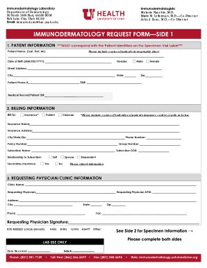 Fillable Online Medicine Utah Immunodermatology Laboratory Fax Email