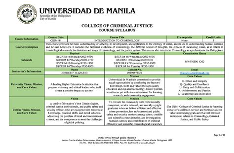 CRIM111 Introduction to Criminology Course Syllabus 2022 - Studocu