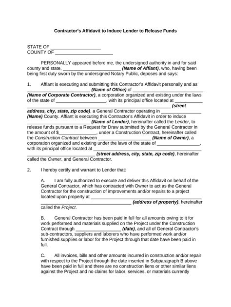 Contractor Affidavit Form Fill Out And Sign Printable Pdf Template